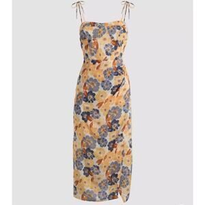 Micas Women floral Dress Sz. Med (Runs Small) NWT Side Split Tie Shoulde…
